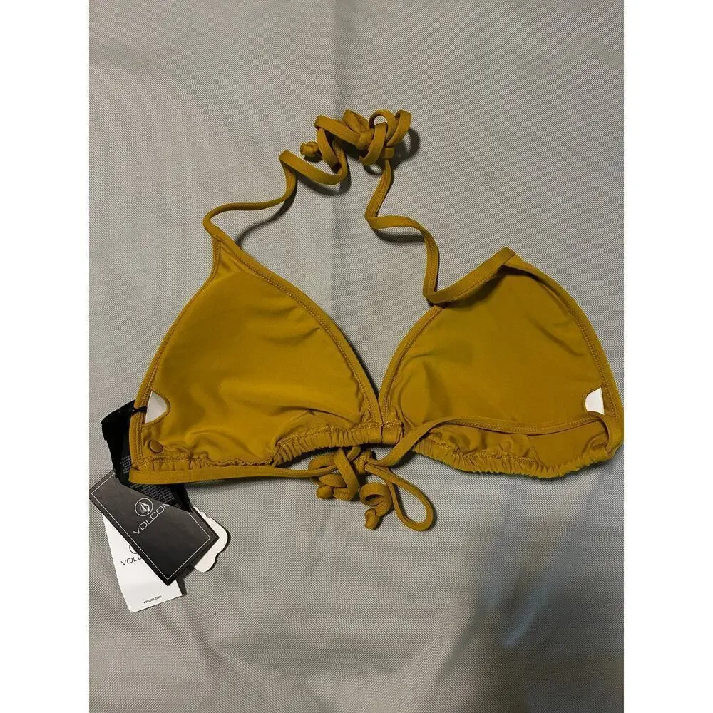 💰Volcom NEW XL Standard Simply Seamless Triangle Swimsuit Bikini Top Padded